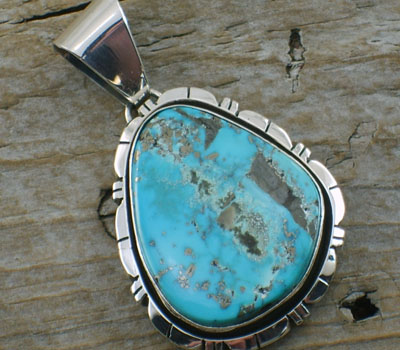 Turquoise & Sterling Native American Pendant